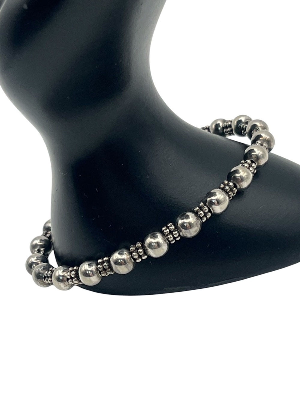 Sterling silver round beaded cuff bracelet from Italy